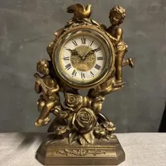美品 CITIZEN シチズン 置時計 天使 鳩 薔薇 ヴィンテージ 動作確認済