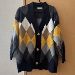 FUN アーガイルニット　ダイヤモンド柄カーディガン