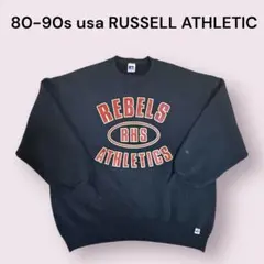 80-90s RUSSELL usa製 スウェットシャツ 3段ロゴ BLK XL