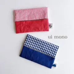 ハンドメイド ポケットティッシュカバー ピンク×ブルー
