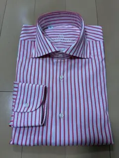 HARRY & SONS ストライプ ドレスシャツ　ワイドカラー立ち襟