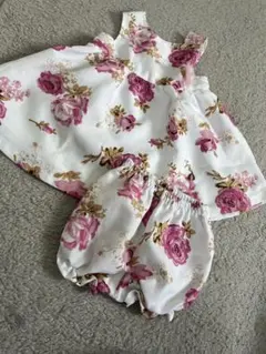 ベビードレス 花柄 ピンク 誕生日 女の子 80