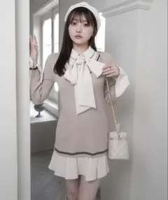 リップサービス シャツドッキングプリーツワンピース