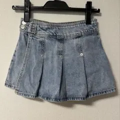 ZARA デニムプリーツスカート ショート丈