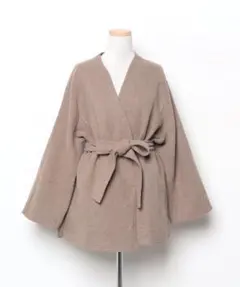 ミラオーウェン　Mila Owen　ノーカラーコート　ブラウン　ベルト付き