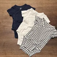 【美品】H&M ベビー ロンパース 肌着3枚セット 60-70前開き 綿100%