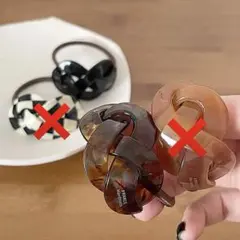 大人可愛い ヘアゴム 2個セット 韓国 黒 ブラウン 飾りゴム バレッタ