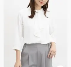 Honeys 7分袖ボウタイブラウス