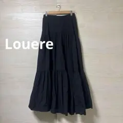 Louere★黒 フレアロングスカート ティアード ナイロン シャカシャカ