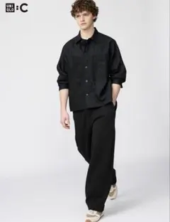 UNIQLO C スウェットワイドパンツ XS ブラック 標準丈