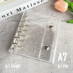 【シルバー】クリアバインダー A7 6穴 ダブルボタン シール帳 トレカ収納