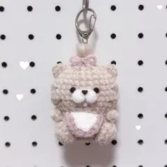 赤ちゃん猫 ねこ あみぐるみ キーホルダー ピンク
