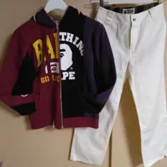 未使用 エイプ ドッキングシャークフルジップパーカー + チノワーク XSサイズ