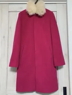 ◆INEDカシミヤ混ピンクファー付 ウールコート◆