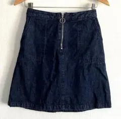 COLZA ダークデニム フロントジッパー ミニスカート