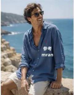 ラルフローレン コットンシャツ 半袖 M ネイビー クラシックフィット 