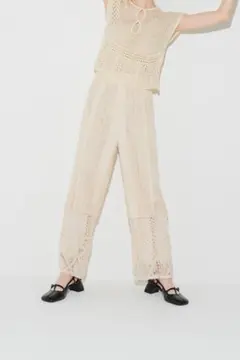 Eaphi cotton lace patchwork pants / ecru
