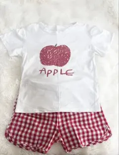 リンゴプリント Tシャツとショートパンツ セット120 同梱500円