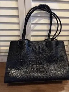 【極美品】クロコダイル風ブラックトートバッグ【未使用】