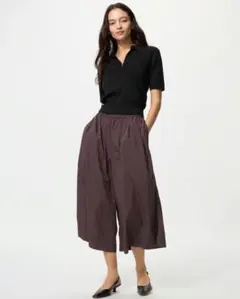 【値下げ 新品】UNIQLO ユニクロ ナイロンキュロット ダークブラウン S