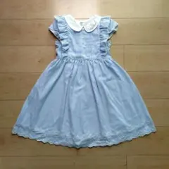 mezzo piano メゾピアノ 水色 フリル付きワンピース 130cm