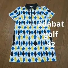 Adabat ワンピース 美品 ゴルフ 総柄 ブルー フルジップ ダブルジップ