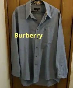 Burberry メンズ　長袖シャツ　チェック切替　デニムシャツ　刺繍