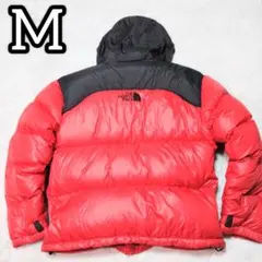 ノースフェイス ヌプシダウンジャケット センターロゴ　M 赤黒　700FP