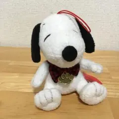 スヌーピー チャーム付チェックリボンぬいぐるみ