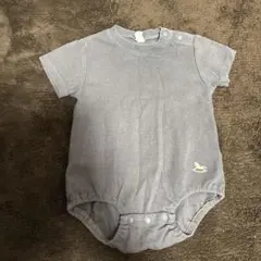 グレー 短袖ロンパース ロッキングホース刺繍