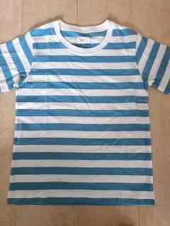 新品未使用❗️無印良品 ボーダーTシャツ ブルー×ホワイト 120cmのサムネイル