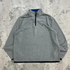 ガ*プ様 NAUTICA　ハーフジップフリース　L　グレー　ワンポイント　古着