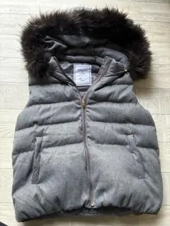 【ダウンベスト】グレー Mサイズ ファー付き