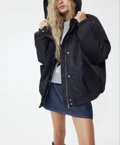 H&M h&m オーバーサイズフライトジャケット Lサイズ ダークグレー 美品