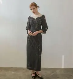 新品 ANDRESD アンドレスド ラウンドカットドレス 黒 結婚式 パーティー