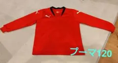 Puma 赤 長袖 Vネック シャツ サッカー120