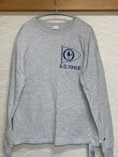 45 美品　チャンピオン　長袖　Tシャツ　グレー　カットソー　　ダメージ　M