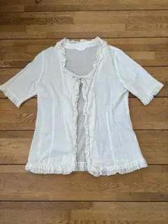 ピンクハウス　ホワイト フリル 半袖シャツ