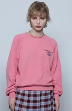 ピンク 長袖 トレーナー プリント入り