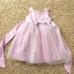 120 可愛い♡ キッズ ドレス 薄紫 発表会 リボン キラキラ 即発送