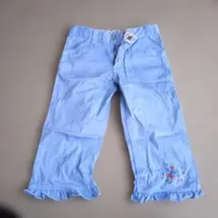 水色 花柄刺繍 ハーフパンツ 120