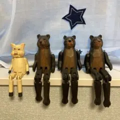 くまの置き物　4体セット　木製