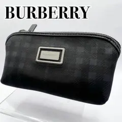 【極美品】Burberry ポーチ ダークグレー ノバチェック PVC
