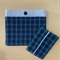 移動ポケット　ポケットティッシュカバー　　　ハンドメイド　ファミリア風　青