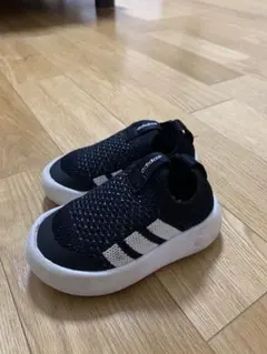 adidas ブラック/ホワイト スリッポンシューズ 14cm