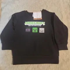 マインクラフト　マイクラ　裏起毛　トレーナー　120　黒　クリーパー　ブラック