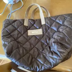 ブラウン キルティング トートバッグ