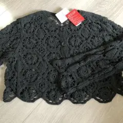 COCA 黒 かぎ針編み カーディガン