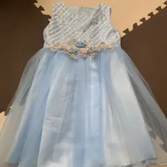 ライトブルー 刺繍ドレス 140サイズ