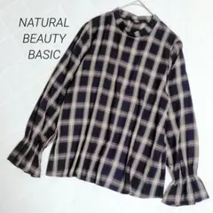ナチュラルビューティベーシック チェック柄 シャツ キャンディスリーブ Mサイズ